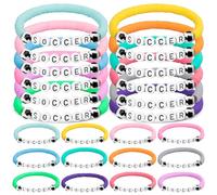 HLenyoy 24 Pezzi Braccialetti di Calcio Braccialetti Impilabili in Argilla Braccialetti Dell'amicizia di Squadra per Forniture per la Festa dei Tifosi Della Squadra (24Soccer)