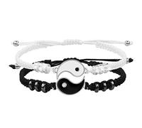 HLenyoy Braccialetti del migliore amico per 2 braccialetti abbinati del cavo regolabile di Yin Yang per la relazione di amicizia del BFF fidanzato fidanzata