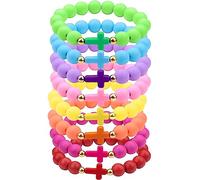 HLenyoy Bracciali di perline arcobaleno per ragazze Bracciali disco Stretch Preppy bracciali stratificazione Bracciali amicizia per festa di compleanno Ragazze Bracciale gioielli