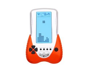 HLF Nuova console di gioco in mattoni con grande schermo La luminosità della retroilluminazione blu può essere regolata in 23 giochi compatibile con batteria al litio e batterie AAA (Arancia)