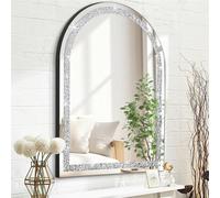 HLFMVWE Arco scintillante specchio decorativo da parete, per decorazione della casa con cristallo argento Crush Diamante Decorazione, Dimention 40 x 50 cm, parete appeso specchio senza cornice