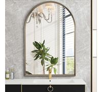 HLFMVWE Specchi ad arco da parete, con cornice in metallo spazzolato, specchio ad arco per bagno per soggiorno, camera da letto, caminetto, ingresso, corridoi, decorazione per la casa, telaio in lega