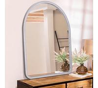 HLFMVWE Specchi ad arco per parete Specchio rustico con cornice in legno per casa colonica camera da letto bagno soggiorno sala da pranzo specchio appeso decorazione da parete nuova casa argento 40 x