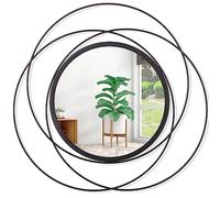 HLFMVWE Specchi da parete nero arte circolare classica metallo telaio in ferro specchio da parete decorazione soggiorno camera da letto bagno ufficio fattoria ingresso grande 50 x 50 cm