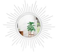 HLFMVWE Specchi da parete Sunburst Decor Art Mirror Bohemian Home rotondo moderno in metallo specchio per camera da letto soggiorno corridoio bagno balcone casa colonica bianco 60 x 60 cm