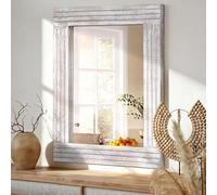 HLFMVWE Specchi per la parete Specchio rettangolare Rustico con cornice in legno specchio appeso vintage per camera da letto bagno soggiorno decorazione da parete bianco largo 30 x 40 cm