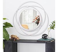 HLFMVWE Specchi rotondi bianchi da parete in filo metallico Decorazione moderna per casa, corridoio, bagno, camera da letto, soggiorno, fattoria, ingresso grande