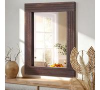 HLFMVWE Specchi rustici in legno con cornice rettangolare Specchio vintage da appendere per camera da letto, bagno, soggiorno Decorazione da parete marrone grande 30x40 cm