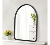 HLFMVWE Specchio ad arco nero da parete con cornice in legno, specchio ad arco da parete, decorazione fattoria, specchio da bagno camera da letto ingresso corridoio soggiorno 40 x 30 cm
