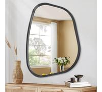 HLFMVWE Specchio Asimmetrico Accento per Parete con Cornice Ovale Irregulare in Legno, Specchio da Parete Moderno e Unico per Toeletta, Bagno, Soggiorno, Camera da Letto, Ingresso, Corridoio, Specchio