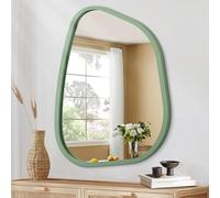 HLFMVWE Specchio asimmetrico per parete accento irregolare cornice in legno moderno unico specchio da parete decorativo bagno soggiorno camera da letto ingresso corridoio piccolo 40 x 30 cm