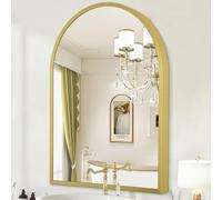HLFMVWE Specchio da parete ad arco, 40 x 30 cm, cornice in lega di alluminio, specchio da bagno, per vanità, soggiorno, camera da letto, ingresso