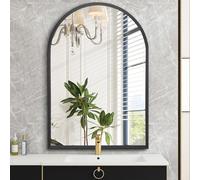 HLFMVWE Specchio da parete ad arco, 45 x 65 cm, specchio ad arco nero, cornice in metallo, specchio da bagno ad arco per soggiorno, camera da letto, caminetto, ingresso e corridoi