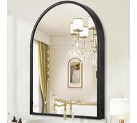 HLFMVWE Specchio da parete ad arco, con cornice in metallo nero, specchio da bagno ad arco da parete, per camera da letto, ingresso e soggiorno, 40 x 30 cm