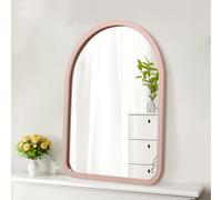 HLFMVWE Specchio da parete ad arco in legno per bagno, 65 × 45 cm, specchio rustico antico ad arco per decorazione da parete bagno casa colonica specchio con cornice in legno per ingresso, soggiorno