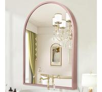 HLFMVWE Specchio da parete ad arco per bagno, specchio da parete, decorazione per camera da letto, ingresso vanità, soggiorno, telaio in metallo, 65 x 45 cm, oro rosa
