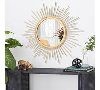 HLFMVWE Specchio da parete Art Gold Sunburst con cornice in metallo ferro e filo di ferro, a parete, per arredamento casa, soggiorno, camera da letto, bagno, ingresso, 30 x 30 cm