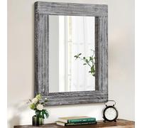 HLFMVWE Specchio da parete con cornice a specchio da parete in legno rustico, rettangolare, decorazione antica, specchio sospeso per bagno, soggiorno, camera da letto, ingresso, grande 40 x 50 cm