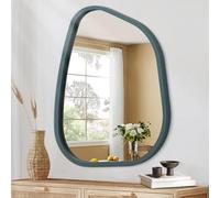 HLFMVWE Specchio da parete irregolare con cornice in legno moderno asimmetrico unico specchio da appendere artistico specchio ondulato decorazione bagno vanità camera da letto soggiorno ingresso