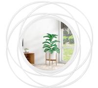 HLFMVWE Specchio da parete moderno con cornice in metallo, specchio circolare per decorazione da parete per casa, soggiorno, balcone, camera da letto, bagno, corridoio, fattoria, ingresso, bianco