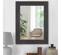 HLFMVWE Specchio da parete rettangolare nero rustico con cornice in legno specchio decorativo vintage da appendere per soggiorno bagno camera da letto ingresso bordo largo piccolo 40 x 30 cm