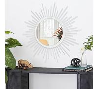 HLFMVWE - Specchio da parete rotondo in metallo per camera da letto, soggiorno, corridoio, bagno, balcone, fattoria, bianco, 60 x 60 cm