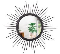 HLFMVWE Specchio da sole, nero rotondo, 50 cm x 50 cm, cornice d'oro, decorativo per parete, moderno, classico, industriale, per soggiorno, camera da letto, bagno, regalo perfetto