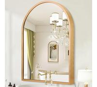 HLFMVWE - Specchio murale ad arco con cornice dorata, 65 x 45 cm, in lega di alluminio, specchio da bagno per muro, per camera da letto, ingresso, soggiorno, toeletta