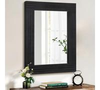HLFMVWE Specchio nero vintage rustico in legno incorniciato specchio rettangolare rustico antico arredamento specchio appeso per bagno camera da letto ingresso grande 30 x 40 cm
