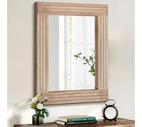 HLFMVWE Specchio rettangolare specchio retrò in legno da parete Farmhouse camera da letto bagno vanity ingresso specchio decorativo antico sospeso grande 45 x 65 cm