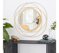 HLFMVWE Specchio rotondo da parete dorato con cornice in filo di ferro, specchio da parete per la decorazione della casa, soggiorno, camera da letto, bagno, ingresso, piccolo 30 x 30 cm