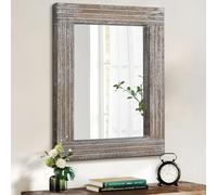 HLFMVWE Specchio rustico Farmhouse, con cornice a specchio da parete in legno rettangolo arredamento antico specchio appeso per bagno soggiorno camera da letto ingresso grande