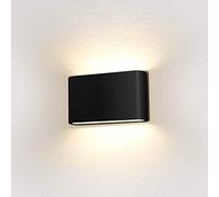 HLFVLITE 6W Lampada da Parete per Interni/Esterno LED Moderno Su e Giù Applique Da Esterno, Applique da Parete in Alluminio Nero, IP65 Impermeabile, 3000K Bianco Caldo
