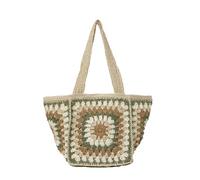 HLHLH Borsa Da Spiaggia Donna All'uncinetto, Borse A Tracolla Estive In Cotone Intrecciato, Media Con Chiusura Magnetica, In Stile Bohémien In Paglia for Le Vacanze E L'uso Quotidiano