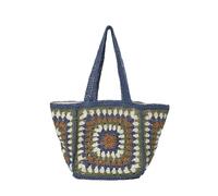 HLHLH Borsa Da Spiaggia Donna All'uncinetto, Borse A Tracolla Estive In Cotone Intrecciato, Media Con Chiusura Magnetica, In Stile Bohémien In Paglia for Le Vacanze E L'uso Quotidiano