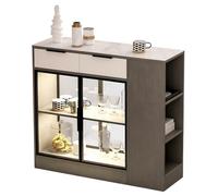 HLHLOP777 Isole di archiviazione mobile Credenza ad isola con cassetti, ante in vetro e ripiani a giorno Carrello da cucina