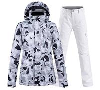 HLHLOP777 Tuta da neve Winter Ski Suit Women's Set Warm and Thick Outdoor Tute da neve per esterni(Bianco,XS)