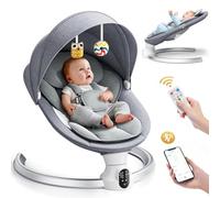 Hlieeosfcn Sdraietta Neonati Elettrica, dondolo per neonato fino a 9 kg Altalena eletrica con 10 melodie programmate Telecomando, per connessione smartphone,a 5 velocità silenzioso