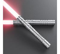 Hlieeosfcn Spada laser 2 pezzi spada laser per bambini e adulti 2 in 1 RGB 15 colore USB ricaricabile manico in metallo nero spada adatta per Halloween Natale cosplay