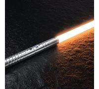 Hlieeosfcn Spada Laser,RGB 7Colori con Suono di Combattimento per Bambini,Manico in Metallo Argento, Lightsaber Regalo Cosplay di Halloween di Natale per Ragazzo