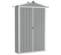 hliofuir Casetta per attrezzi da giardino, in acciaio, 116 x 45 x 175 cm | Capanno compatto in metallo con ripiani integrati e griglie di ventilazione per tenere ordine in giardino e sulla terrazza.