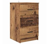hliofuir Comodino effetto legno anticato, 38 x 38 x 66 cm, 3 cassetti | Tavolino compatto per camera da letto con tre ampi scomparti e maniglie in metallo per una conservazione ordinata.