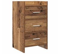 hliofuir Comodino effetto legno anticato, 40 x 36 x 70 cm, in legno | Cassettiera compatta per camera da letto con 3 cassetti e robuste maniglie in metallo per uno spazio ordinato accanto al