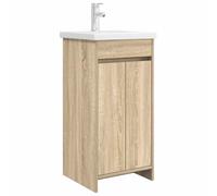 hliofuir Mobile da bagno con lavandino in rovere Sonoma, 42 x 40 x 84,5 cm | Lavabo compatto con rubinetto e armadietto in legno per un maggiore ordine in bagno e bagno degli ospiti.
