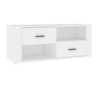 hliofuir Mobile TV bianco, 100 x 35 x 40 cm, in legno | Mobile basso compatto dal design moderno per soggiorno e camera da letto, offre un pratico spazio per i dispositivi