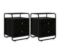 hliofuir Set di 2 comodini con 2 cassetti, 40 x 36,5 x 50 cm, rovere nero | Pratico tavolino per camera da letto con 2 cassetti, ripiano e robusto telaio in acciaio per una conservazione ordinata.