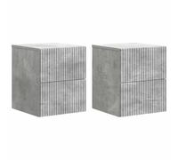 hliofuir Set di 2 comodini da parete in legno grigio cemento | Comodino sospeso salvaspazio per camera da letto e soggiorno. Offre 4 pratici cassetti per un ordine senza sforzo.
