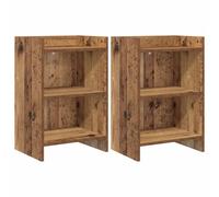 hliofuir Set di 2 comodini effetto legno anticato, 40 x 30 x 60 cm, in | Comodino compatto per camera da letto con 2 scomparti. Offre un pratico spazio per libri e utensili notturni.