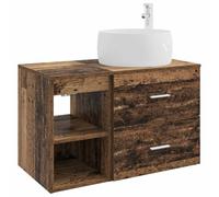 hliofuir Set di mobili da bagno, 2 pezzi, mobiletto per lavabo, effetto | Set da 2 ganci da parete per spazi compatti nel bagno degli ospiti con cassetto, ripiano e fori per l'installazione