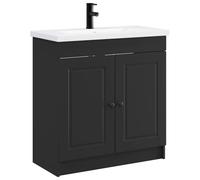 hliofuir Set di mobili da bagno nero, 78,5 x 37,5 x 81 cm, lavabo con | Lavabo compatto per il bagno e il bagno degli ospiti con pratico vano portaoggetti, pulsanti in metallo e rubinetto integrato